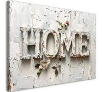 Feeby Cuadros Decoracion Salon Modernos - Lienzos Decorativos - Cartel de casa Tipografía Shabby Chic - 120x80 cm - Decoracion Pared