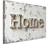 Feeby Cuadros Decoracion Salon Modernos - Lienzos Decorativos - Letrero de casa Tipografía shabby chic - 60x40 cm - Decoracion Pared