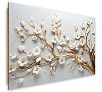 Feeby Cuadros Decorativos Flores 3D Motivo floral 60x40 cm 1 Pieza Modernos Impresión Artística Calidad fotografica Imagen Decoración De Pared Salon Dormitorio Oficina Hotel Spa Magnolia AI Blanco