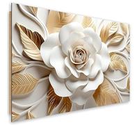 Feeby Cuadros Decorativos Motivo floral Flores 3D 45x30 cm 1 Pieza Modernos Impresión Calidad fotografica Imagen Decoración De Pared Salon Dormitorio Oficina Pasillo Hotel Spa Relieve Botánica Blanco