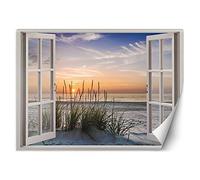 Feeby Fotomurales Mar Puesta De Sol 140x100 cm Beige Incluyendo Pegamento Papel Pintado Tejido No Tejido Decoración De Pared Salon Oficina Dormitorio Playa Arena Vista A La Ventana