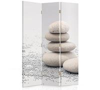 Feeby Frames Biombo Impreso sobre Lona, tabique Decorativo para Habitaciones, a Doble Cara, de 3 Piezas (110x150 cm), GUIJARROS, Beige, Gris
