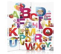 Feeby Frames Biombo Impreso sobre Lona, tabique Decorativo para Habitaciones, a una Cara, de 4 Piezas (145x180 cm), ABECEDARIO, Multicolore