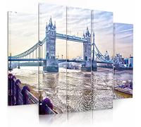 Feeby Frames, Cuadro en Lienzo - 5 Partes - Cuadro impresión, Cuadro decoración, Canvas Tipo B, 100x150 cm, London Bridge, Paisaje, Modern, Multicolor
