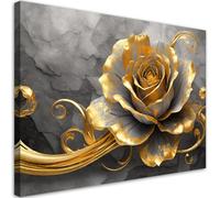 Feeby Impresión en Material Tejido no Tejido - cuadros decoracion salon modernos - cuadro lienzo - 120x80 cm - lienzo grande - Música Rose Gold- cuadros decoracion salon