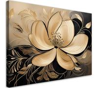 Feeby Impresión en Material Tejido no Tejido - cuadros decoracion salon modernos - cuadro lienzo - 60x40 cm - lienzo grande - Flores Hojas Glamour- cuadros decoracion salon