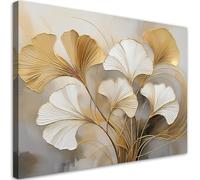 Feeby Impresión en Material Tejido no Tejido - cuadros decoracion salon modernos - cuadro lienzo - 90x60 cm - lienzo grande - Follaje Botanica Beige- cuadros decoracion salon