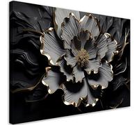 Feeby Impresión en Material Tejido no Tejido Flores 3D Botánicos 90x60 cm 1 Pieza Modernos Artística Imagen Decoración De Pared Salon Dormitorio Oficina Pasillo Hotel Spa Plantas Tema floral Dorado