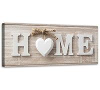 Feeby Impresión en Material Tejido no Tejido Hogar Shabby Chic Rústico 150x60 cm Calidad fotografica Decoración De Pared Vintage Retro Corazón Beige