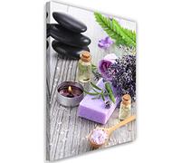 Feeby Impresión en Material Tejido no Tejido Lavanda Rosa Zen Spa Guijarros 20x30 cm Calidad fotografica Decoración De Pared Sales de baño Bienestar Velas Multi