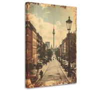 Feeby Lienzos Decorativos - Cuadros Decoracion Salon Modernos - Berlín Torre de televisión vintage - 80x120 cm - Decoración Para el Salón y el Dormitorio