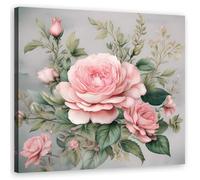 Feeby Lienzos decorativos - cuadros decoracion salon modernos - cuadro lienzo - 40x40 cm - lienzo grande - Rosa Shabby Chic Flores- cuadros decoracion salon