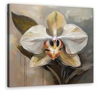 Feeby Lienzos decorativos - cuadros decoracion salon modernos - cuadro lienzo - 50x50 cm - lienzo grande - Flor blanca pintada- cuadros decoracion salon