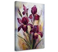 Feeby Lienzos Decorativos - Cuadros Decoracion Salon Modernos - Flor de iris burdeos Pintada - 40x60 cm - Decoración Para el Salón y el Dormitorio