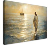 Feeby Lienzos Decorativos - Cuadros Decoracion Salon Modernos - Jesús caminando sobre el agua - 30x20 cm - Decoración Para el Salón y el Dormitorio