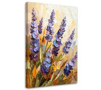 Feeby Lienzos Decorativos - Cuadros Decoracion Salon Modernos - Lavanda Flores efecto pintura - 40x60 cm - Decoración Para el Salón y el Dormitorio