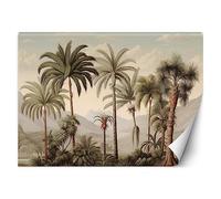 Feeby Papel Pintado Botánica Selva 350x245 cm Verde XXL Fotomurales Tejido No Tejido Decoración De Pared Moderna Decorativos Dormitorio Para la sala Trópicos Exóticos