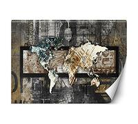Feeby Papel Pintado Continentes Contornos 368x254 cm Marrón Fotomurales Decoración De Pared Moderna Fotográfico Baño Cocina Dormitorio Oficina Mappa Del Mondo Abstracts