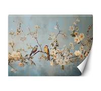Feeby Papel pintado de vinilo Premium Rústico Vintage Retro 150x105 cm XXL Fotomurales Decoración De Pared Moderna Decorativos Dormitorio Oficina Pasillo Hotel Spa Diseño Shabby Chic Flores Beige
