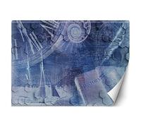 Feeby Papel Pintado Espiral Tiempo Reloj 368x254 cm Azúl Fotomurales Decoración De Pared Moderna Fotográfico Baño Cocina Dormitorio Oficina Velas Libros Abstracto