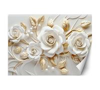 Feeby Papel Pintado Flores 3D Motivo floral 200x140 cm Blanco XXL Fotomurales Tejido No Tejido Decoración De Pared Moderna Decorativos Dormitorio Para la sala Botánica AI