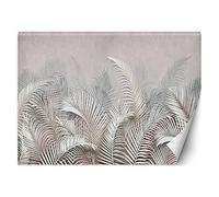 Feeby Papel Pintado Hojas De Palmera Textura 450x315 cm Gris Decoración De Pared Fotomural Decorativo Murales Comedores Salones Habitaciones Abstracto Exótico Naturaleza