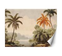 Feeby Papel Pintado Naturaleza Botánica 250x175 cm Verde XXL Fotomurales Tejido No Tejido Decoración De Pared Moderna Decorativos Dormitorio Para la sala Selva Palmeras