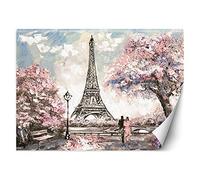 Feeby Papel Pintado Pareja Acuarela 350x245 cm Rosa Fotomurales Decoración De Paredes Moderna Casa Oficina Despacho Cuarto De Invitados Torre Eiffel París