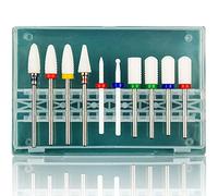 Feecy Juego de brocas de cerámica para uñas acrílicas, esmalte de gel profesional, kit de brocas de uñas Efile de 3/32 pulgadas para cutículas, barril de seguridad de cutículas, herramientas de arte