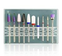 Feecy Juego de brocas para uñas acrílicas 3/32, brocas universales de carburo de tungsteno de cerámica para uñas de diamante para quitar esmalte de gel, cutícula, accesorios profesionales de arte de