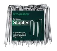 Feed Garden Galvanized 6 Inch 100 Pack Landscape Staples 11 Gauge Anti-Rust Garden Stakes Landscaping Fabric SOD Pins Yard Stakes for Weed Barrier Fabric