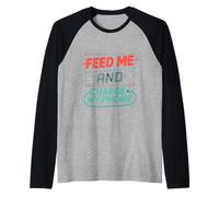 Feed Me and Charge My Phone Batería de Alimentos Hambriento Camiseta Manga Raglan
