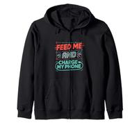 Feed Me and Charge My Phone Batería de Alimentos Hambriento Sudadera con Capucha