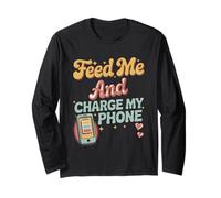 Feed Me and Charge My Phone Food Battery Hungry - Manga Larga