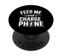 Feed Me and Charge My Phone Food Battery Hungry - PopSockets PopGrip Adhesivo
