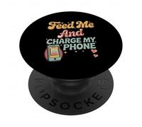 Feed Me and Charge My Phone Food Battery Hungry - PopSockets PopGrip Adhesivo