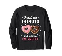 Feed Me Donuts Valentine Cute Heart Donut Funny Love Quote Manga Larga