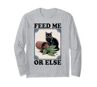 Feed Me Or Else Plant Gatos Gatito Amante de los Gatos Manga Larga