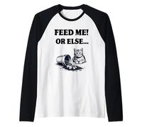 Feed Me Or Else Planta para gatos Plantas para gatitos Amante de los gatos Camiseta Manga Raglan