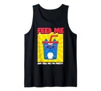 Feed Me & Tell Me I'm Pretty - Divertido gráfico de gato con cita de comida Camiseta sin Mangas