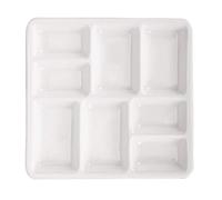 feedal Paleta de pintura de cerámica para artistas, paleta de acuarela de porcelana, bandeja de mezcla de cerámica para pintura de gouache de acuarela, 8 pozos, 7 pulgadas, blanco, cuadrado