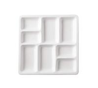 feedal Paleta de pintura de cerámica para artistas, paleta de acuarela de porcelana, bandeja de mezcla de cerámica para pintura de gouache de acuarela, 8 pozos, 20,2 cm, blanco, cuadrado