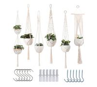 feedee Macetas Colgantes de macramé para Plantas de Interior, Paquete de 6 Soportes Colgantes para Plantas de Interior, Ganchos de macromay para Plantas de Interior, decoración Bohemia y del hogar