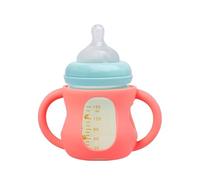 Feeding Bottle Handle - Silicone Bottle Holder, Breast Milk Container Handle with Anti-Slip Texture, Wide-Neck Grip with, Heat Resistant Material, Self-Feeding Support, Training Accessory for Home