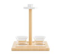 Feeding Cup - Wooden Bird Perch Stand with Water & Food Bowls | Natural Bird Feeder & Perching Station for Conure, Parakeet, Cockatiel, Lovebird, Finch & Cockatoo