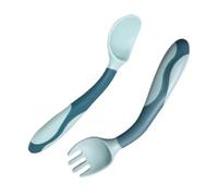 Feeding Set - Spoon Fork Weaning Tools, Ergonomic Handle First Stage Learning, Safe Durable Soft Tip Solid Food Training Kit | Kids Boys Girls Daycare For Self Feeding Infant Meal Practice