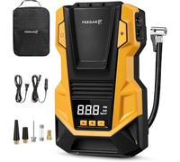 Feegar Compresor Coche 12 V CC / 230 V CA Doble fuente de alimentación, cilindro de metal, alta presión hasta 10,3 bar, flujo de aire máximo de 36 l/min, compresor de aire multifuncional para