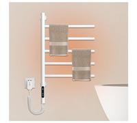 FEEGAR Toallero Calefactable Giratorio 180°, Eléctrico con Temporizador, Pantalla LED, Control de Temperatura Constante, Blanco