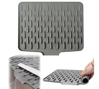 Feegela Alfombrilla Escurreplatos Silicona Gris 40x32,5cm - Bandeja Escurreplatos con Drenaje Eficiente y Base Antideslizante, para Encimera Cocina, Plegable y Resistente al Calor