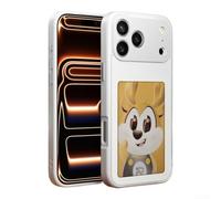 Feegow E-Ink Funda de teléfono con NFC para la serie /16, pantalla de imagen de bricolaje, para cubierta de vidrio de PC delgada, diseño intercambiable (17 promax blanco)